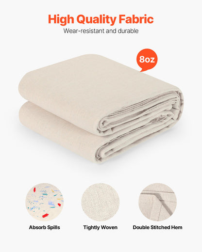 VEVOR Canvas Drop Cloth, 4x12 ft Painters Drop Cloth for Painting, 8oz All Purpose Canvas Tarp for Furniture & Floor Protection, Cotton Fabric Paint Tarp for Curtains, Tablecloths, Washable & Reusable - FBFCB412FT1JZKDQN001V0 - view 3