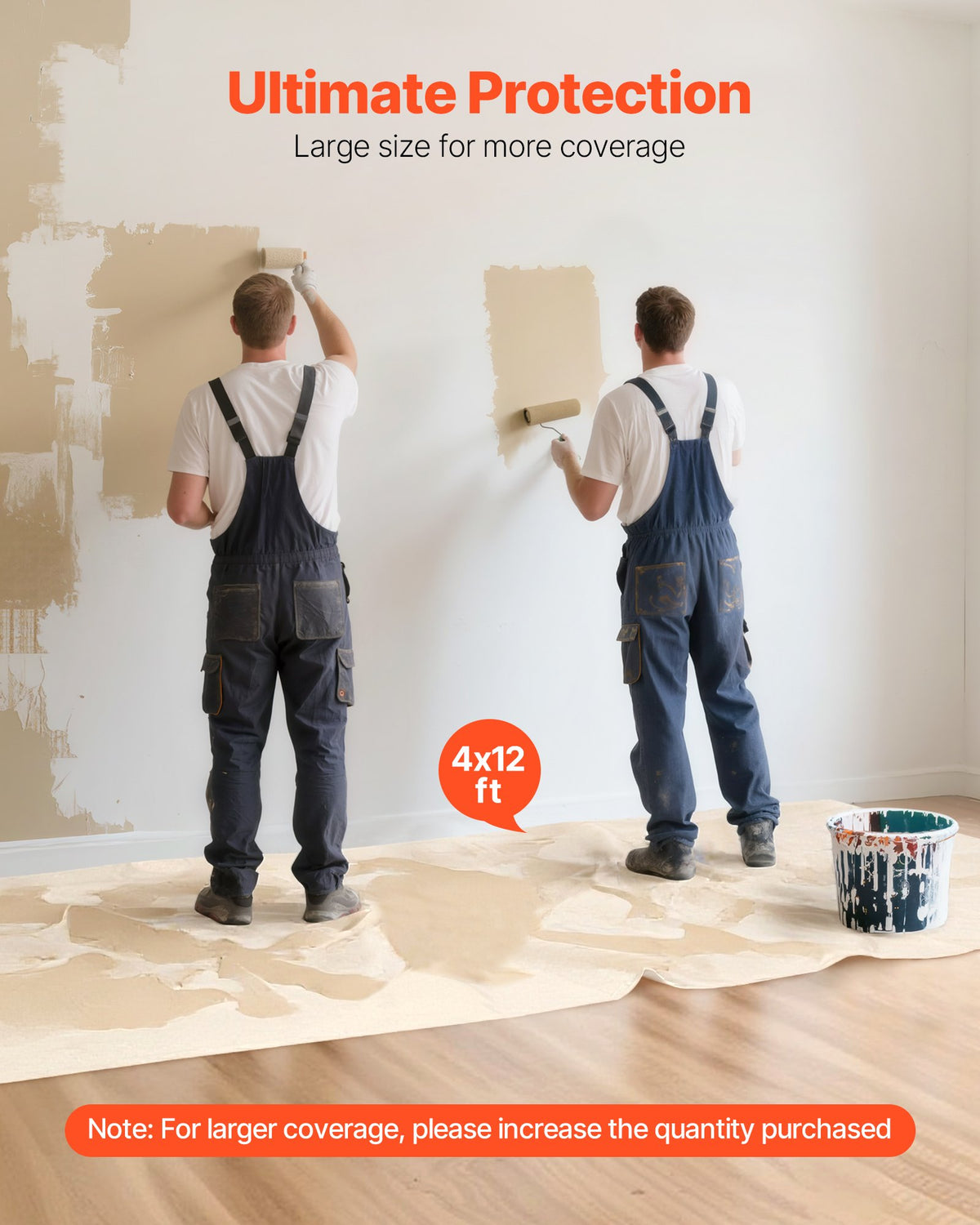 VEVOR Canvas Drop Cloth, 4x12 ft Painters Drop Cloth for Painting, 8oz All Purpose Canvas Tarp for Furniture & Floor Protection, Cotton Fabric Paint Tarp for Curtains, Tablecloths, Washable & Reusable - FBFCB412FT1JZKDQN001V0 - view 5