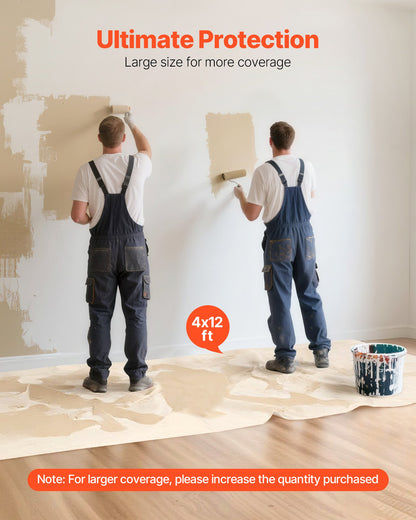 VEVOR Canvas Drop Cloth, 4x12 ft Painters Drop Cloth for Painting, 8oz All Purpose Canvas Tarp for Furniture & Floor Protection, Cotton Fabric Paint Tarp for Curtains, Tablecloths, Washable & Reusable - FBFCB412FT1JZKDQN001V0 - view 5