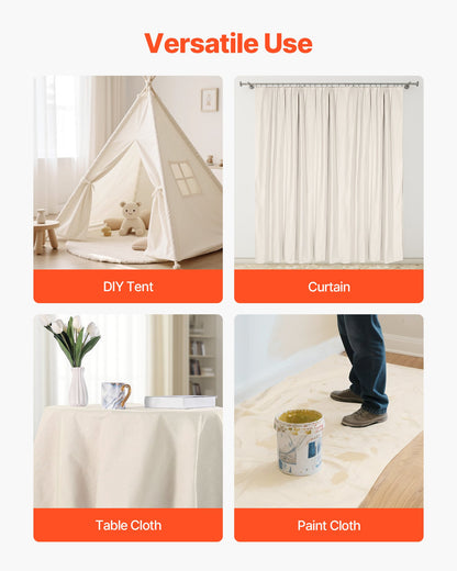 VEVOR Canvas Drop Cloth, 4x12 ft Painters Drop Cloth for Painting, 8oz All Purpose Canvas Tarp for Furniture & Floor Protection, Cotton Fabric Paint Tarp for Curtains, Tablecloths, Washable & Reusable - FBFCB412FT1JZKDQN001V0 - view 7