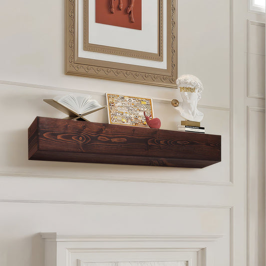 VEVOR Fireplace Mantel, 60" x 8" x 6", 50 lbs Weight Capacity, Natural Wood Mantel for Over Fireplace, Wall Mounted Floating Farmhouse Shelf, Handcrafted Fireplace Mantel for Wall Decor, Rustic Brown - FBJXBLJ60YCF9V6H0V0 - view 1