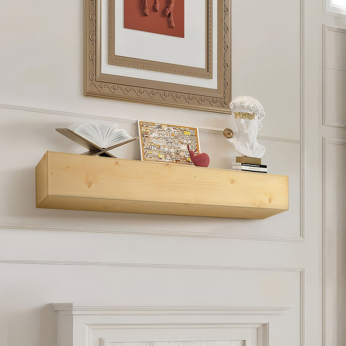 VEVOR Fireplace Mantel, 60" x 8" x 6", 50 lbs Weight Capacity, Natural Wood Mantel for Over Fireplace, Wall Mounted Floating Farmhouse Shelf, Handcrafted Wood Mantel for Wall Decor, Rustic Natural - FBJXBLJ60YCFFULGEV0 - view 1