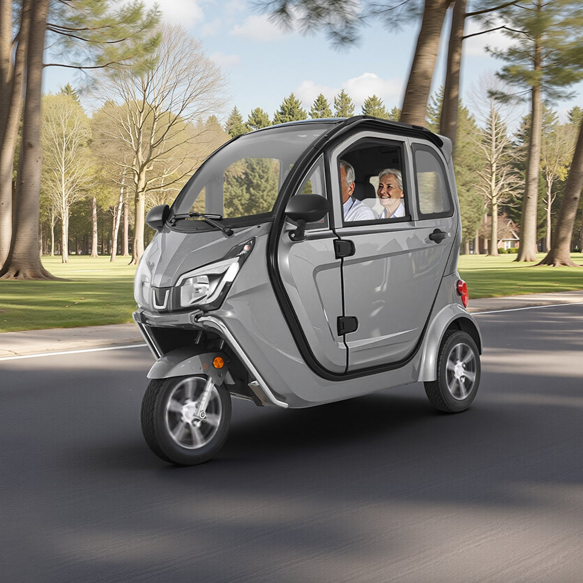 VEVOR 3-Wheel Enclosed Mobility Scooter for Seniors Adults, 650lbs Capacity, 3-Seater 1500W Electric Recreational Mobility Scooter 37 Miles Long Range, Remote Unlock, All-Terrain for Shopping Touring - FBSDBCSLSPZ2D3W32001V1 - view 9