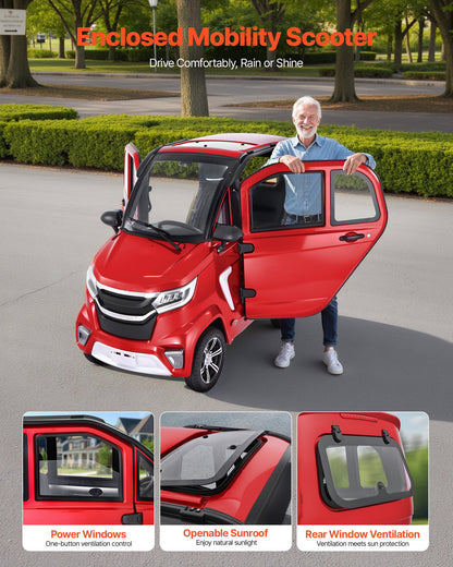 VEVOR 4-Wheel Enclosed Mobility Scooter for Seniors Adults, 660lbs Capacity, 3-Seater 2000W Electric Recreational Mobility Scooter 45 Miles Long Range, Remote Unlock, All-Terrain for Touring Shopping - FBSDBCSLSPZ2OAVJ4001V1 - view 3