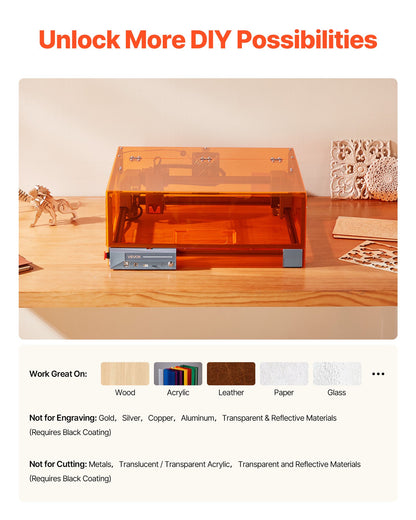 VEVOR Laser Engraver, 20W, Laser Engraving and Cutting Machine with Enclosure, Laser Cutter Engraver Machine, 7000 mm/min, 11.8 x 11.8 in Working Area, for Wood, Leather, Glass, Certain Metal, Class 1 - FBSJGDKJ20W3FUFFH001V1 - view 8