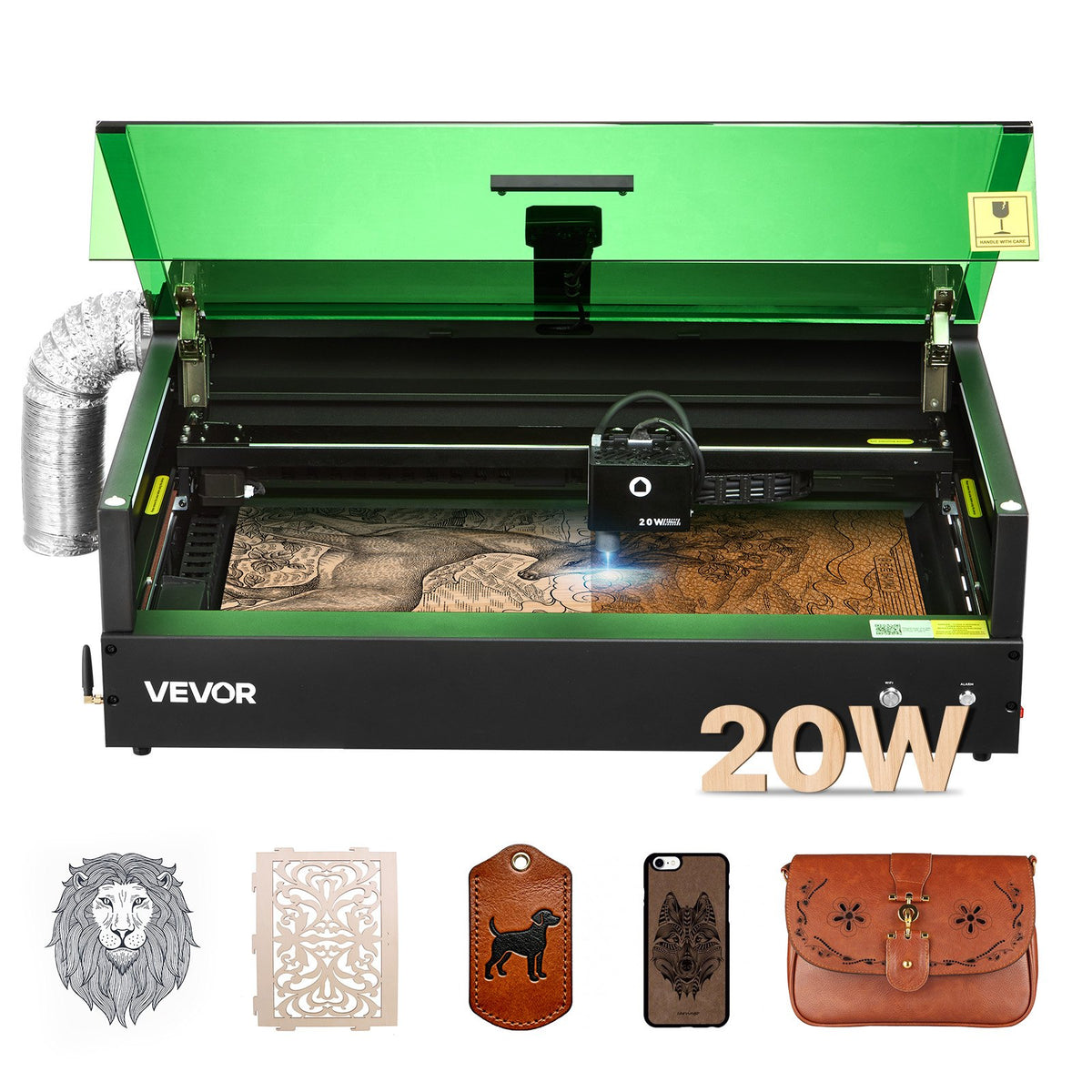 VEVOR Laser Engraver, 20W, Laser Engraving and Cutting Machine with Enclosure Camera, Laser Cutter, 36000 mm/min, 19.7 x 12.6 in Working Area, for Wood, Leather, Glass, Paper, Certain Metal, Class 1 - FBSJGDKJ20W52ONY0001V1 - view 1