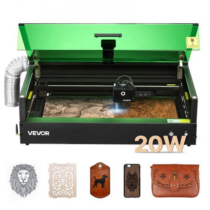 VEVOR Laser Engraver, 20W, Laser Engraving and Cutting Machine with Enclosure Camera, Laser Cutter, 36000 mm/min, 19.7 x 12.6 in Working Area, for Wood, Leather, Glass, Paper, Certain Metal, Class 1 - FBSJGDKJ20W52ONY0001V1 - view 2