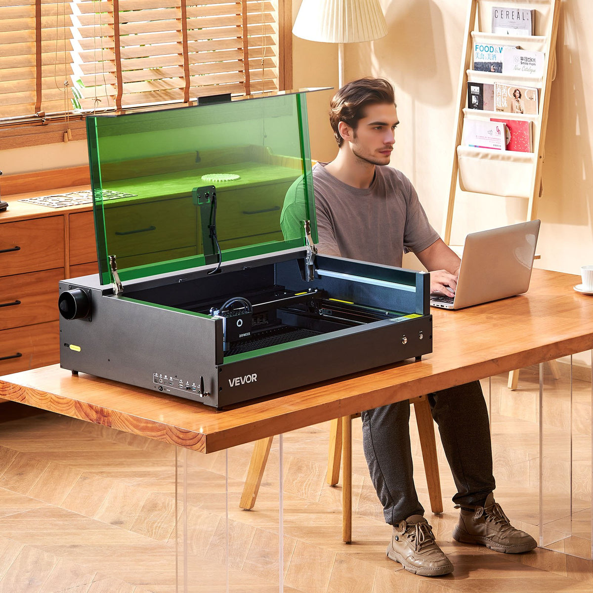VEVOR Laser Engraver, 20W, Laser Engraving and Cutting Machine with Enclosure Camera, Laser Cutter, 36000 mm/min, 19.7 x 12.6 in Working Area, for Wood, Leather, Glass, Paper, Certain Metal, Class 1 - FBSJGDKJ20W52ONY0001V1 - view 9