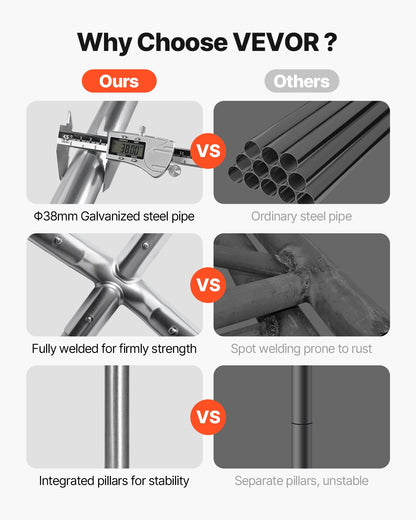 VEVOR Carport, 12 x 20 FT Outdoor Car Canopy, Potable Carport with Removable Sidewalls & Door, Heavy Duty Car Shelter, UV-Resistant & Water-Resistant, All-Season Protection for Automobile Boat White - FBSJSQCCKBS8JY3PV001V0 - view 5