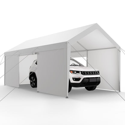 VEVOR Carport, 12 x 20 FT Outdoor Car Canopy, Potable Carport with Removable Sidewalls & Door, Heavy Duty Car Shelter, UV-Resistant & Water-Resistant, All-Season Protection for Automobile Boat White - FBSJSQCCKBS8JY3PV001V0 - view 10
