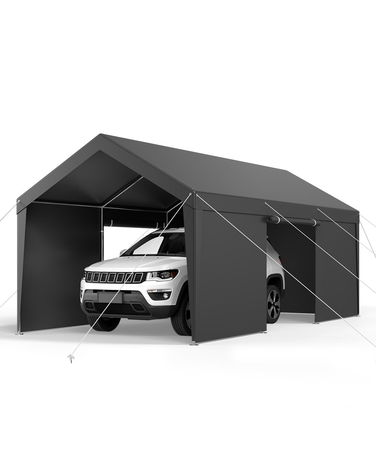 VEVOR Carport, 12 x 20 FT Outdoor Car Canopy, Potable Carport with Removable Sidewalls & Door, Heavy Duty Car Shelter, UV-Resistant & Water-Resistant, All-Season Protection for Automobile Boat Grey - FBSJSQCCKHS8E8PES001V0 - view 1
