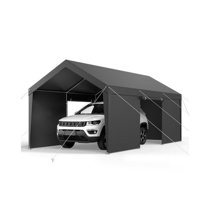 VEVOR Carport, 12 x 20 FT Outdoor Car Canopy, Potable Carport with Removable Sidewalls & Door, Heavy Duty Car Shelter, UV-Resistant & Water-Resistant, All-Season Protection for Automobile Boat Grey - FBSJSQCCKHS8E8PES001V0 - view 2