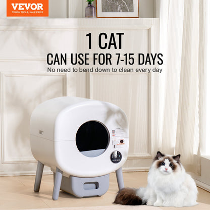 VEVOR 76L Self Cleaning Cat Litter Box, Automatic Cat Litter Box with Trash Bags, Large Space Smart Cat Litter Box with Odor Removal, APP Control, and Infrared Sensor, Gray - FBSZNMSP76L0TOG40V5 - view 3