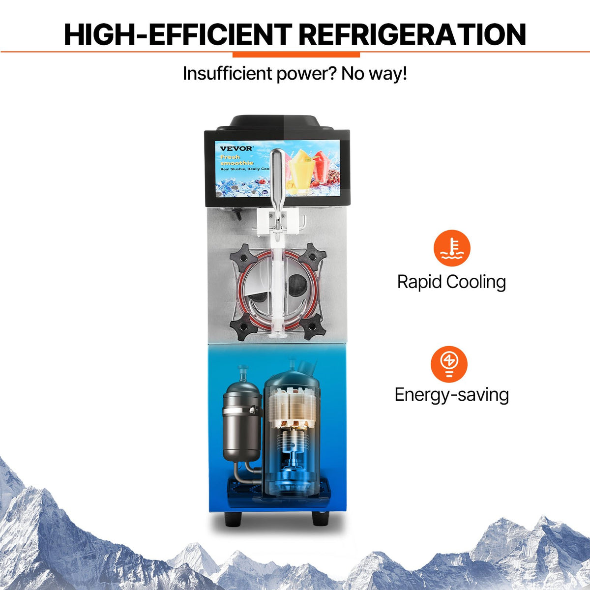VEVOR Commercial Slushy Machine, 12L / 3.17 Gal Single Tank, Cool and Freeze Modes, Stainless Steel Margarita Smoothie Frozen Drink Maker, Slushie Machine for Party Cafes Restaurants Bars Home - FBX8L4L1100W13MWWV1 - view 7