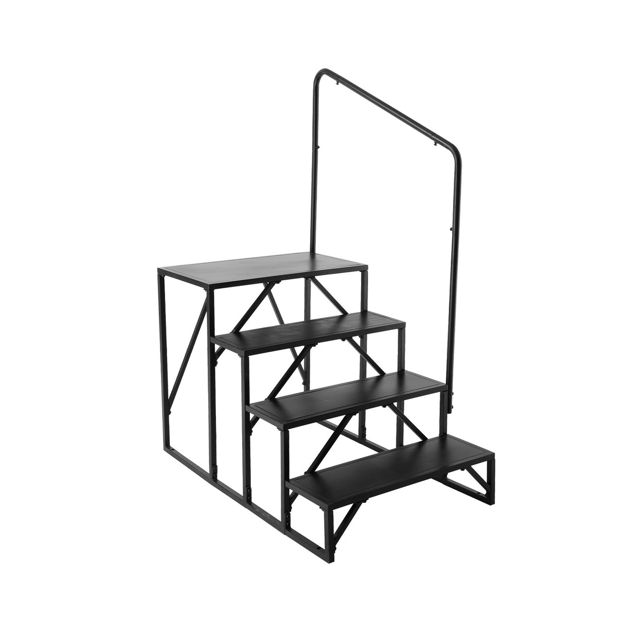 VEVOR RV Steps, 4-Step RV Stairs, 440 LBS Load Capacity, Thickened Carbon Steel, With Handrail, Non-Slip Steps for Safe Entry and Exit, Suit for RV, Trailer, Camper Steps - FCBTGDKHJG4JE8I22V0 - view 1