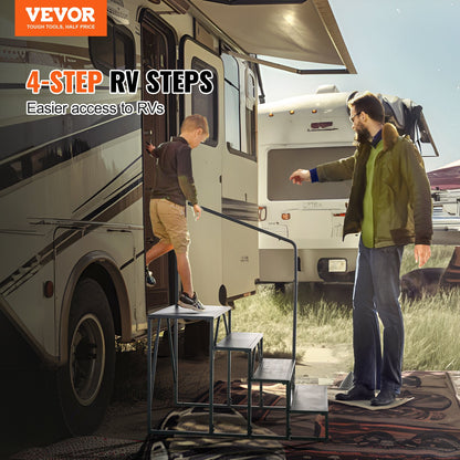 VEVOR RV Steps, 4-Step RV Stairs, 440 LBS Load Capacity, Thickened Carbon Steel, With Handrail, Non-Slip Steps for Safe Entry and Exit, Suit for RV, Trailer, Camper Steps - FCBTGDKHJG4JE8I22V0 - view 3