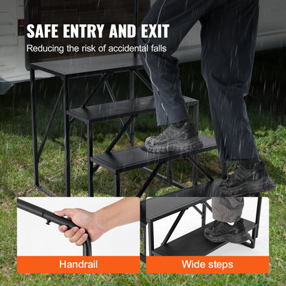 VEVOR RV Steps, 4-Step RV Stairs, 440 LBS Load Capacity, Thickened Carbon Steel, With Handrail, Non-Slip Steps for Safe Entry and Exit, Suit for RV, Trailer, Camper Steps - FCBTGDKHJG4JE8I22V0 - view 5