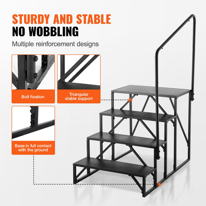 VEVOR RV Steps, 4-Step RV Stairs, 440 LBS Load Capacity, Thickened Carbon Steel, With Handrail, Non-Slip Steps for Safe Entry and Exit, Suit for RV, Trailer, Camper Steps - FCBTGDKHJG4JE8I22V0 - view 6