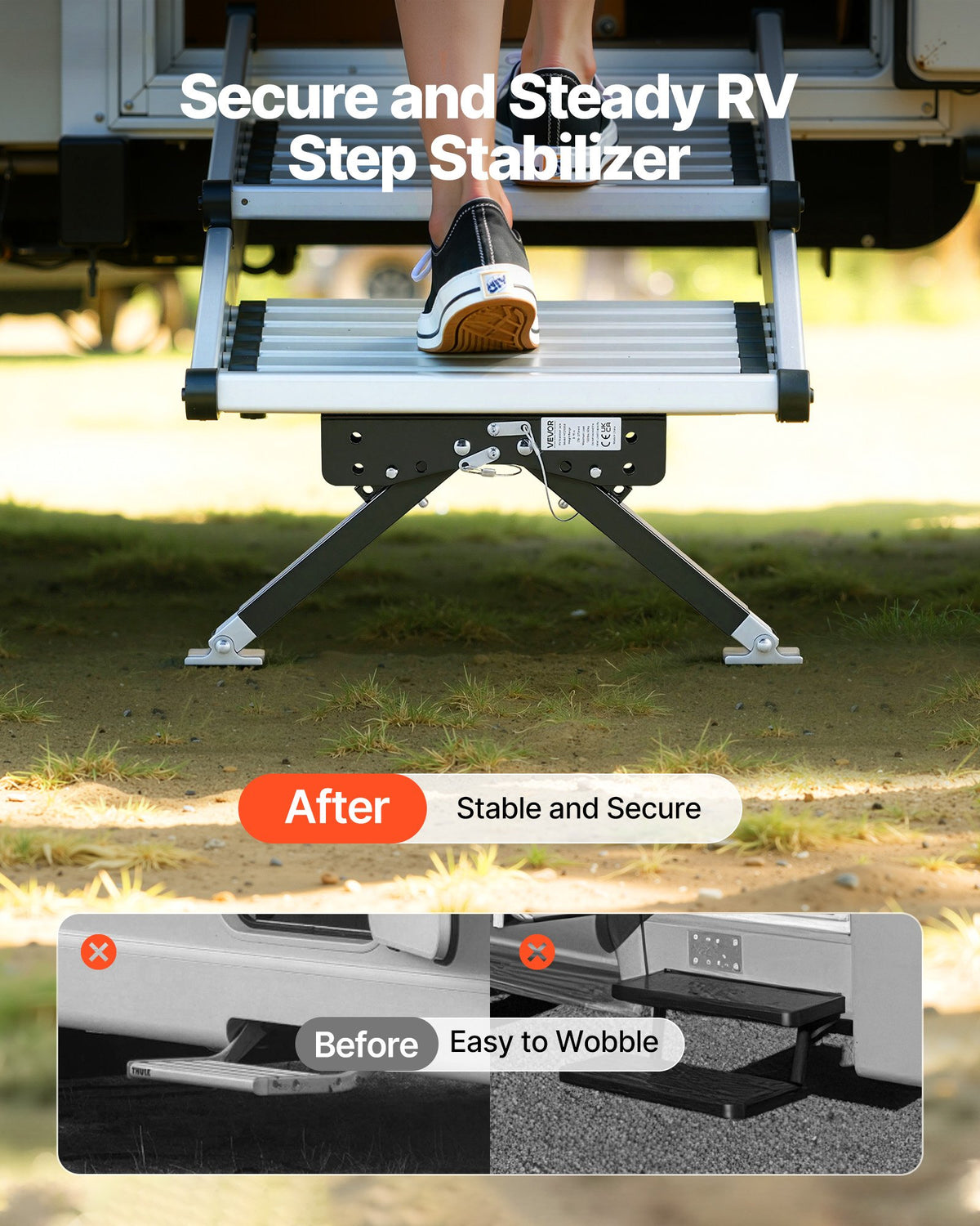 VEVOR RV Step Stabilizer, Height Adjustable Step Stabilizer Kit, Camper Stair Stabilizers with Powder Coated Steel for 5th Wheels, Travel Trailers and Motorhomes, Adjustable from 3 inch to 15 inch - FCBTWDQTXSZCYY6OR001V0 - view 3