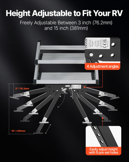 VEVOR RV Step Stabilizer, Height Adjustable Step Stabilizer Kit, Camper Stair Stabilizers with Powder Coated Steel for 5th Wheels, Travel Trailers and Motorhomes, Adjustable from 3 inch to 15 inch - FCBTWDQTXSZCYY6OR001V0 - view 4