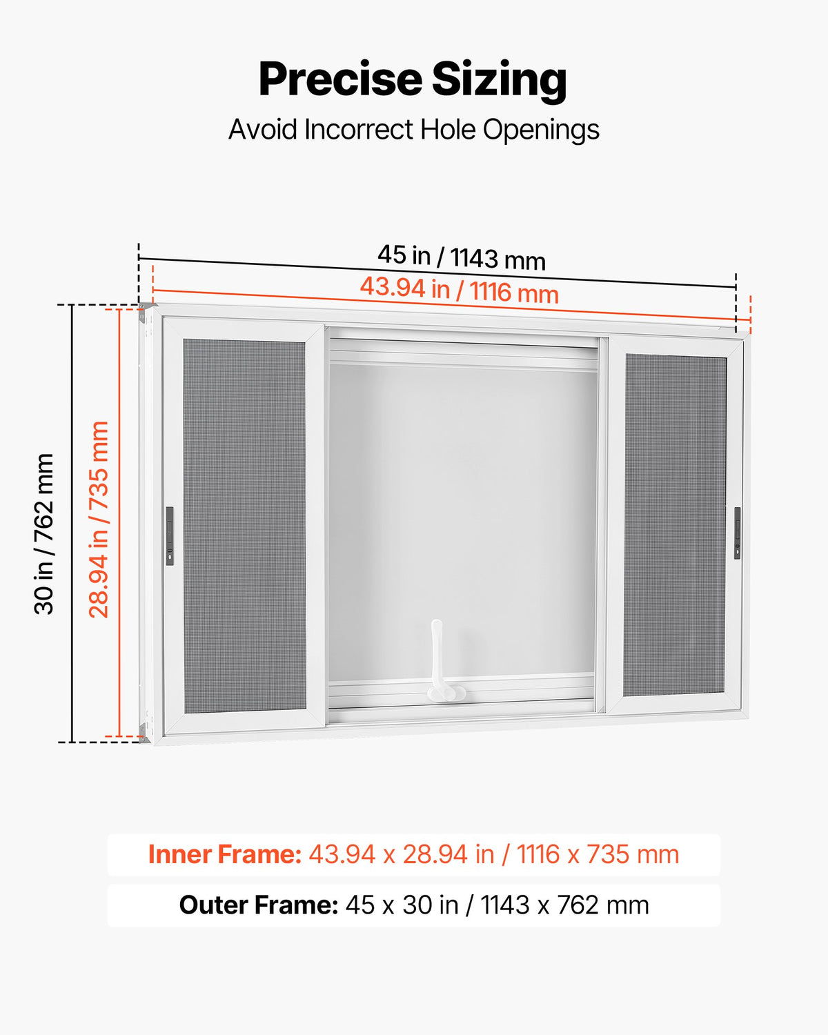 VEVOR Concession Window 45x30 in Aluminum Alloy Service Window, for Food Truck, Up to 85 Degrees Stand Serving with 4 Sliding Screen Windows, Awning Door and Drag Hook, Rainwater Resistant - FCBWCK4530NCHM5K6001V0 - view 3