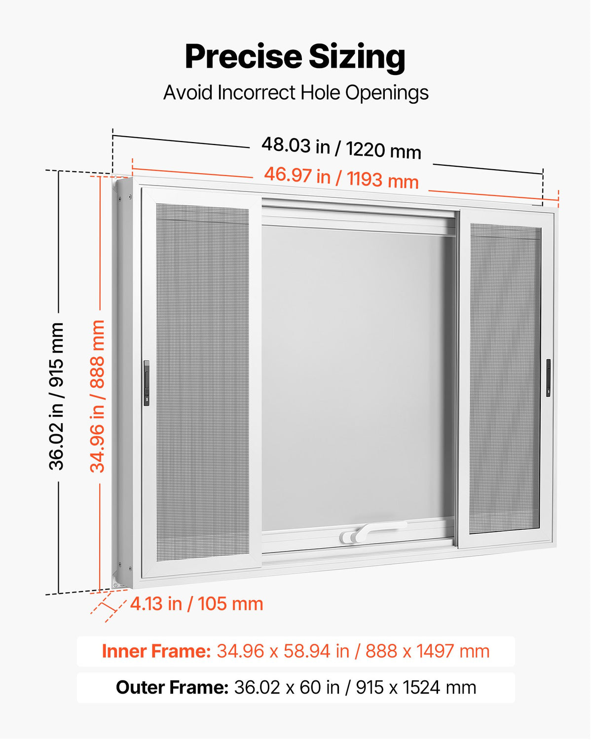 VEVOR Concession Window 48x36 in Aluminum Alloy Frame Service Window, for Food Truck, Up to 85 Degrees Stand Serving with 4 Sliding Screen Windows, Awning Door and Drag Hook, Rainwater Resistant - FCBWCK4836NC2QRQF001V0 - view 3
