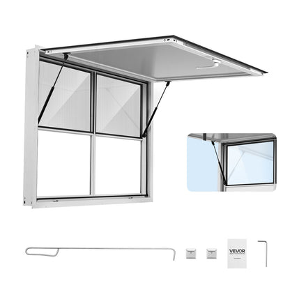 VEVOR Concession Window 48x36 in Aluminum Alloy Service Window, for Food Truck, Up to 85 Degrees Stand Serving with 2 Fixed & 2 Sliding Windows, Awning Door and Drag Hook, Rainwater Resistant - FCBWCK4836NCAPQ33001V0 - view 1