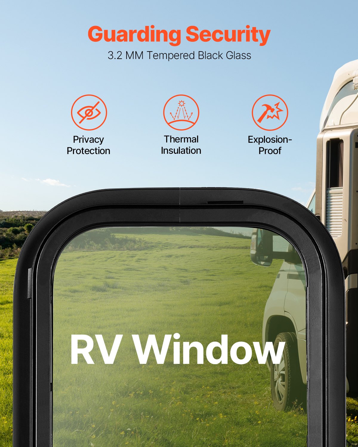 VEVOR Vertical RV Window, 12" W x 22" H Tinted Sliding RV Window with Net Screen & Trim Ring, Fit 15/16" - 1 3/4" Thickness Wall, RV Window Replacement for Teardrop Cargo Trailer Camper, DOT Approved - FCCCKSXTL300231FBV0 - view 4
