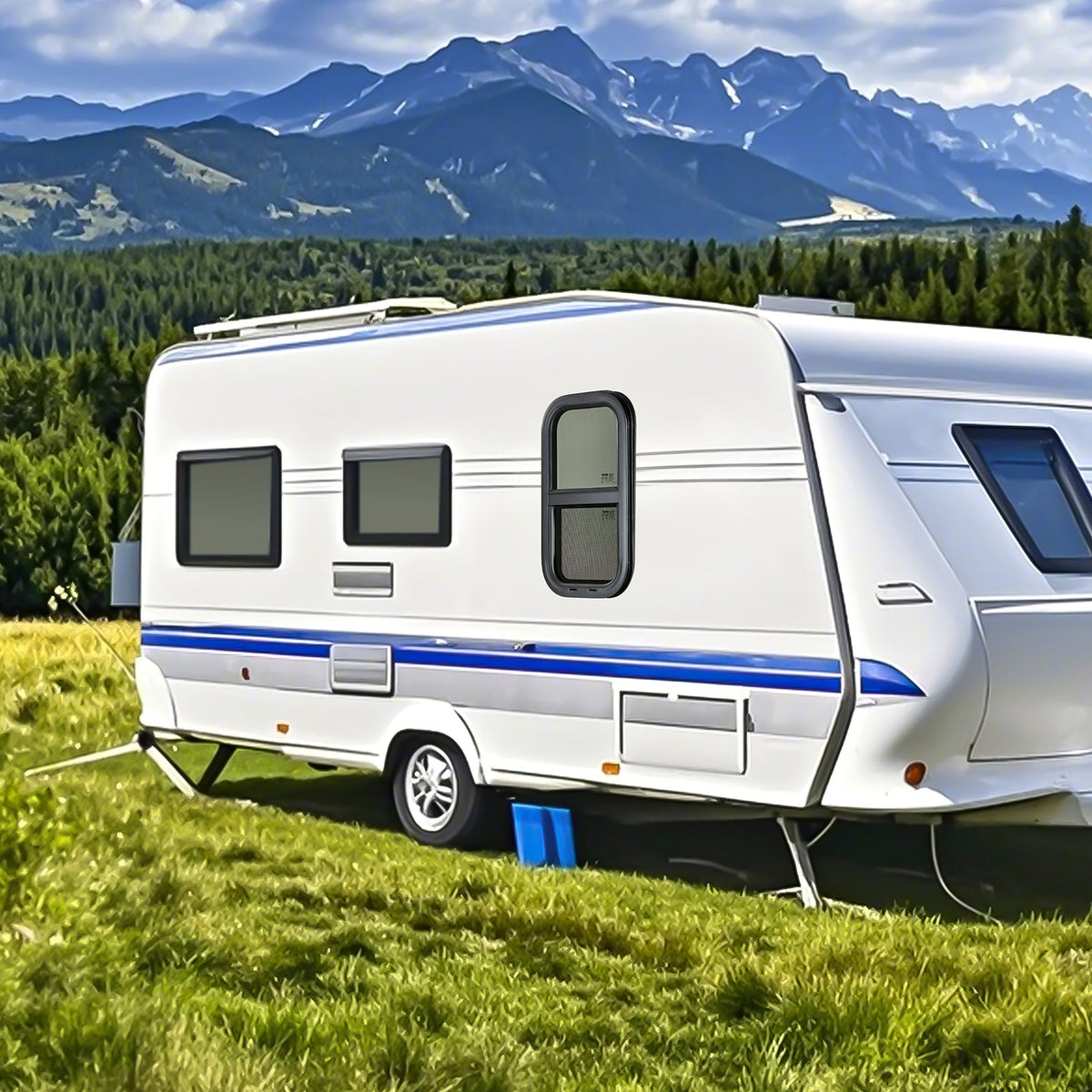 VEVOR Vertical RV Window, 12" W x 22" H Tinted Sliding RV Window with Net Screen & Trim Ring, Fit 15/16" - 1 3/4" Thickness Wall, RV Window Replacement for Teardrop Cargo Trailer Camper, DOT Approved - FCCCKSXTL300231FBV0 - view 9