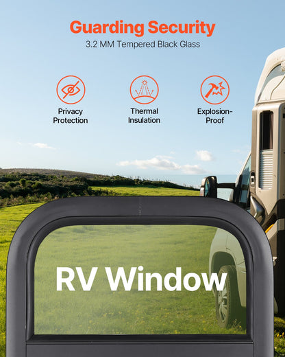VEVOR Vertical RV Window, 14" W x 16" H Tinted Sliding RV Window with Net Screen & Trim Ring, Fit 15/16" - 1 3/4" Thickness Wall, RV Window Replacement for Teardrop Cargo Trailer Camper, DOT Approved - FCCCKSXTL350W48BUV0 - view 4