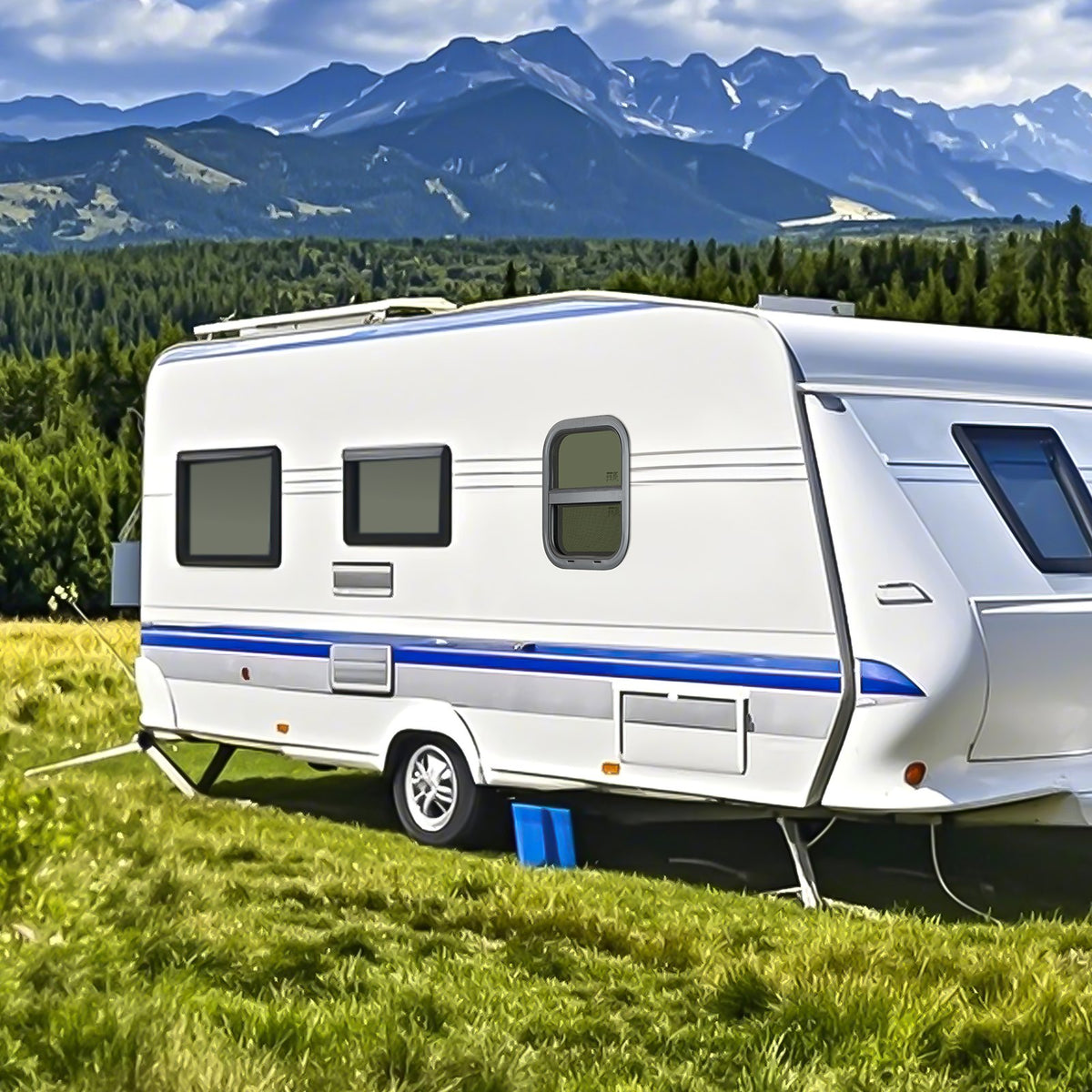 VEVOR Vertical RV Window, 14" W x 16" H Tinted Sliding RV Window with Net Screen & Trim Ring, Fit 15/16" - 1 3/4" Thickness Wall, RV Window Replacement for Teardrop Cargo Trailer Camper, DOT Approved - FCCCKSXTL350W48BUV0 - view 9