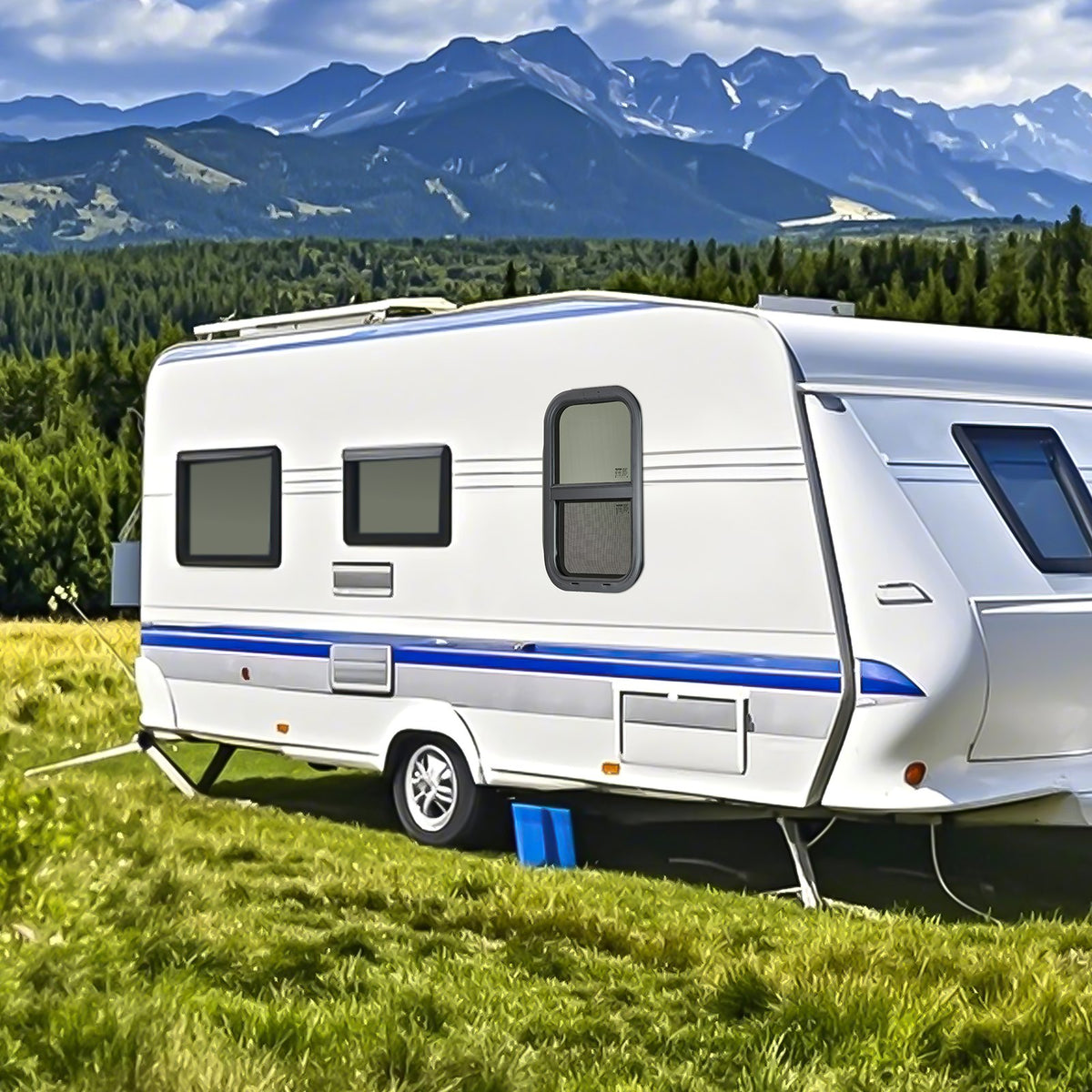 VEVOR Vertical RV Window, 14" W x 22" H Tinted Sliding RV Window with Net Screen & Trim Ring, Fit 15/16" - 1 3/4" Thickness Wall, RV Window Replacement for Teardrop Cargo Trailer Camper, DOT Approved - FCCCKSXTL350WVJO1V0 - view 9