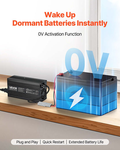 VEVOR 12V 20A Lithium Battery Charger, 14.6V, AC-DC LiFePO4 Smart Charger, with Anderson Connector, LED Indicator, 0V Activation, for Lithium LiFePO4 Deep Cycle Rechargeable Batteries of Boat, RV - FCCDQ12V20A05C7H3001V1 - view 5