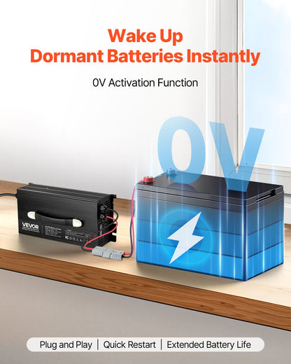 VEVOR 12V 60A Lithium Battery Charger, 14.6V, AC-DC LiFePO4 Smart Charger, with Anderson Connector, LED Indicator, 0V Activation, for Lithium LiFePO4 Deep Cycle Rechargeable Batteries of Boat, RV - FCCDQ12V60A0F8LFB001V1 - view 5