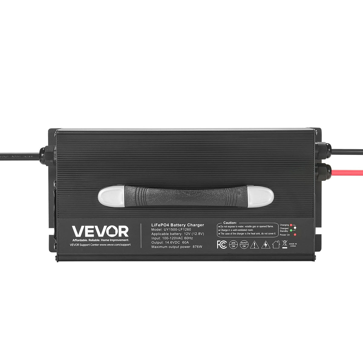 VEVOR 12V 60A Lithium Battery Charger, 14.6V, AC-DC LiFePO4 Smart Charger, with Anderson Connector, LED Indicator, 0V Activation, for Lithium LiFePO4 Deep Cycle Rechargeable Batteries of Boat, RV - FCCDQ12V60A0F8LFB001V1 - view 10