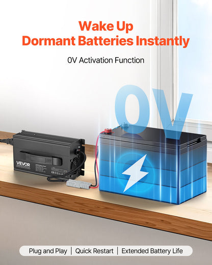 VEVOR 24V 20A Lithium Battery Charger, 29.2V, AC-DC LiFePO4 Smart Charger, with Anderson Connector, LED Indicator, 0V Activation, for Lithium LiFePO4 Deep Cycle Rechargeable Batteries of Boat, RV - FCCDQ24V20A0KO4EE001V1 - view 5