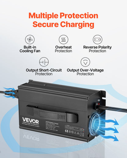 VEVOR 24V 20A Lithium Battery Charger, 29.2V, AC-DC LiFePO4 Smart Charger, with Anderson Connector, LED Indicator, 0V Activation, for Lithium LiFePO4 Deep Cycle Rechargeable Batteries of Boat, RV - FCCDQ24V20A0KO4EE001V1 - view 6