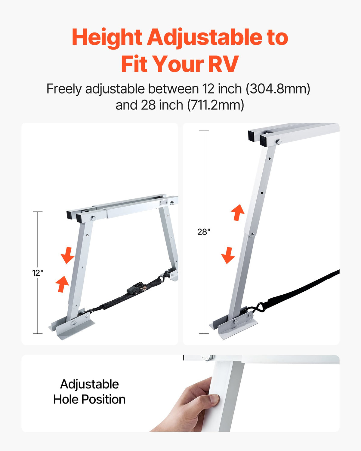 VEVOR Universal RV Stabilizer, RV Bumper Stabilizer for Trailers, Campers, Fifth Wheel, Compact Foldable Design for Easy Storage, Adjustable Height from 12 inch to 28 inch, Reduces RV Wobble, 1 Pack - FCDPPHJ1J1227CEKL001V0 - view 4