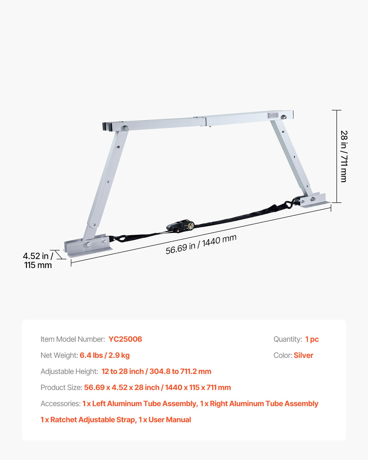 VEVOR Universal RV Stabilizer, RV Bumper Stabilizer for Trailers, Campers, Fifth Wheel, Compact Foldable Design for Easy Storage, Adjustable Height from 12 inch to 28 inch, Reduces RV Wobble, 1 Pack - FCDPPHJ1J1227CEKL001V0 - view 8