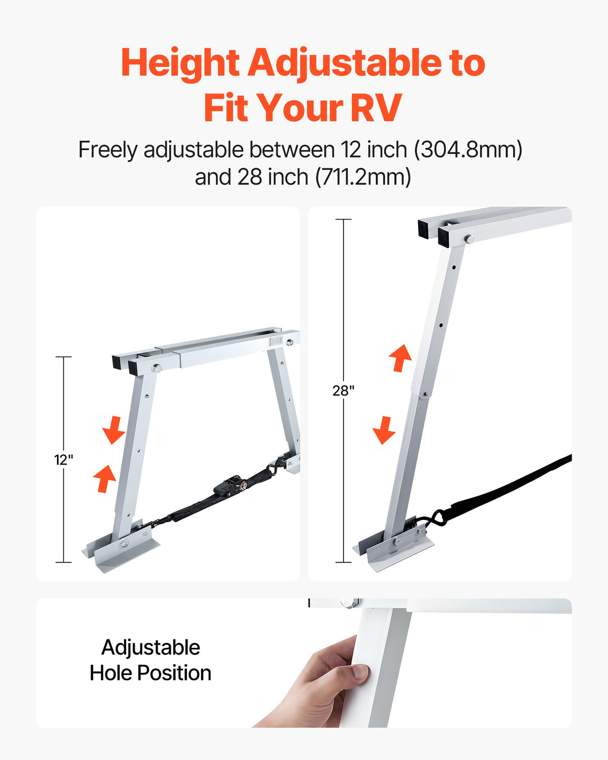VEVOR Universal RV Stabilizer, RV Bumper Stabilizer for Trailers, Campers, Fifth Wheel, Compact Foldable Design for Easy Storage, Adjustable Height from 12 inch to 28 inch, Reduces RV Wobble, 2PCS - FCDPPHJ2G122JCDKM001V0 - view 4