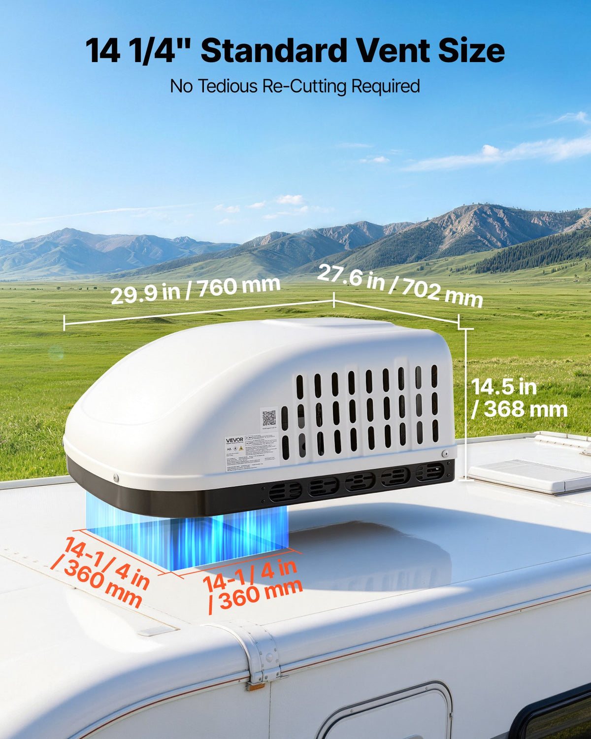 VEVOR RV Air Conditioner, 13500 BTU RV AC Unit, 120V Ducted or Non-Ducted Rooftop Air Conditioner with High-Performance Compressor Motor, Easy Install Quiet Cooling AC with Standard Vent Size, White - FCKDDZJFBXFGBWXJC001V6 - view 5