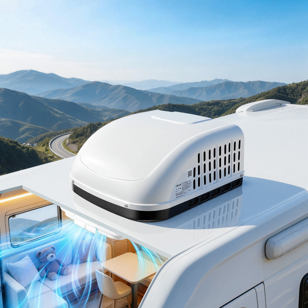 VEVOR RV Air Conditioner, 13500 BTU RV AC Unit, 120V Ducted or Non-Ducted Rooftop Air Conditioner with High-Performance Compressor Motor, Easy Install Quiet Cooling AC with Standard Vent Size, White - FCKDDZJFBXFGBWXJC001V6 - view 9