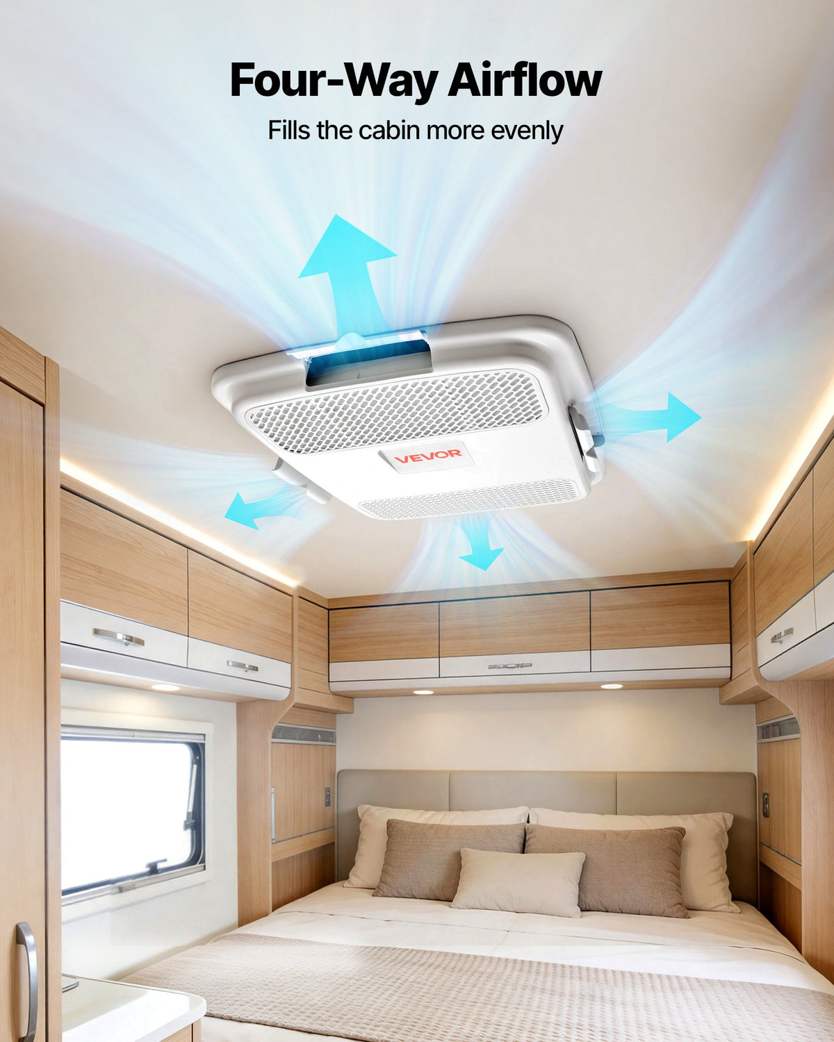 VEVOR Air Distribution Box, 115V Non-Ducted RV Air Conditioner ADB Unit with Operating Panel, Detachable Filter, and Four-Way Airflow, Used for VEVOR Non-Ducted Cooling-Only Rooftop RV AC Unit, White - FCKDPJADBTJDCS204001V6 - view 4