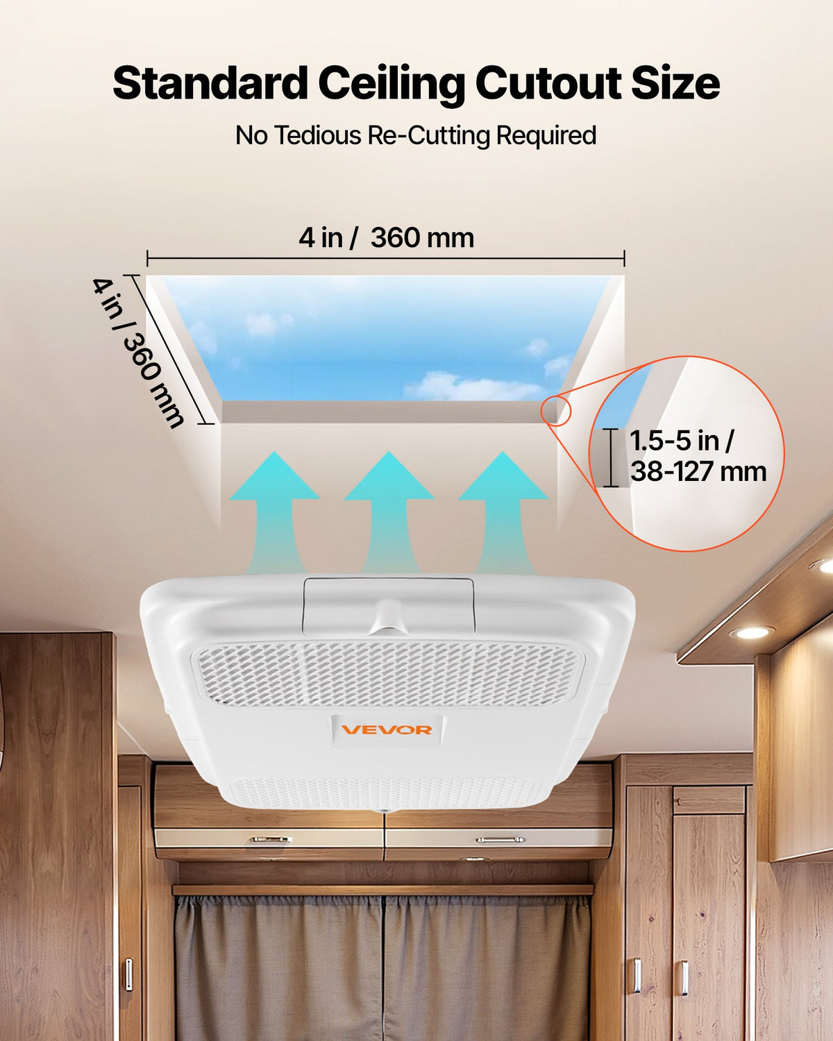 VEVOR Air Distribution Box, 115V Non-Ducted RV Air Conditioner ADB Unit with Operating Panel, Detachable Filter, and Four-Way Airflow, Used for VEVOR Non-Ducted Cooling-Only Rooftop RV AC Unit, White - FCKDPJADBTJDCS204001V6 - view 5