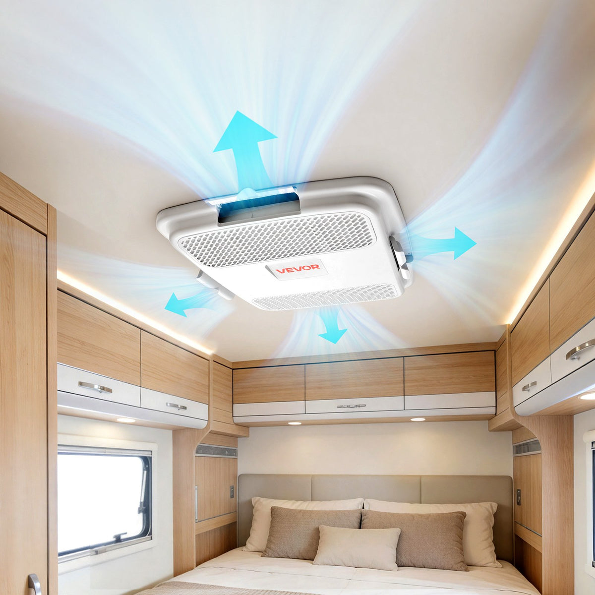 VEVOR Air Distribution Box, 115V Non-Ducted RV Air Conditioner ADB Unit with Operating Panel, Detachable Filter, and Four-Way Airflow, Used for VEVOR Non-Ducted Cooling-Only Rooftop RV AC Unit, White - FCKDPJADBTJDCS204001V6 - view 9