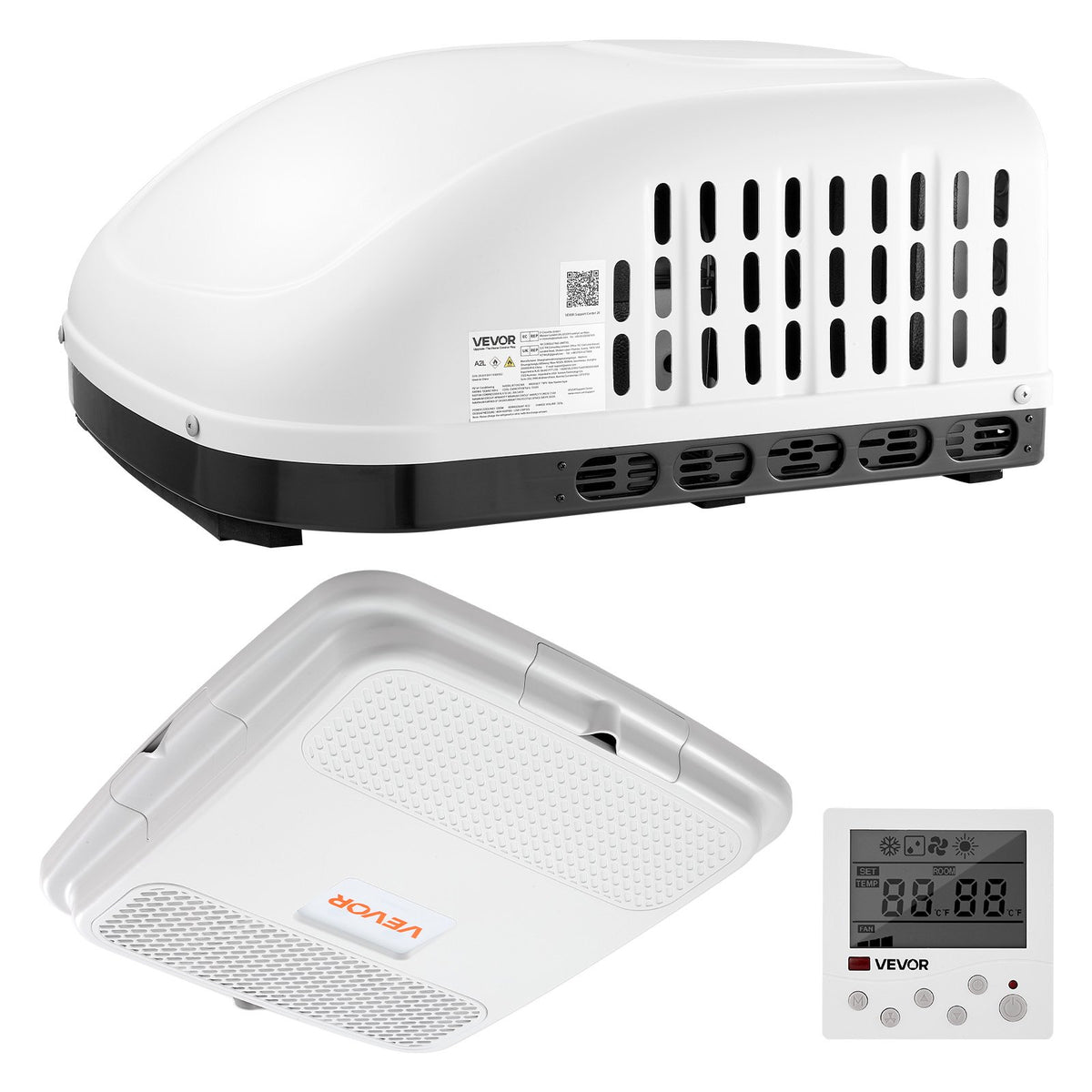 VEVOR RV Air Conditioner, 15000 BTU RV AC Unit, 120V Non-Ducted Rooftop Air Conditioner with Cooling and Heating, Four-Way Airflow, PTC Heating Module, Easy Install Quiet AC with Control Panel, White - FCKDTZFBXFGDO79CH001V6 - view 1