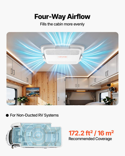VEVOR RV Air Conditioner, 15000 BTU RV AC Unit, 120V Non-Ducted Rooftop Air Conditioner with Cooling and Heating, Four-Way Airflow, PTC Heating Module, Easy Install Quiet AC with Control Panel, White - FCKDTZFBXFGDO79CH001V6 - view 4