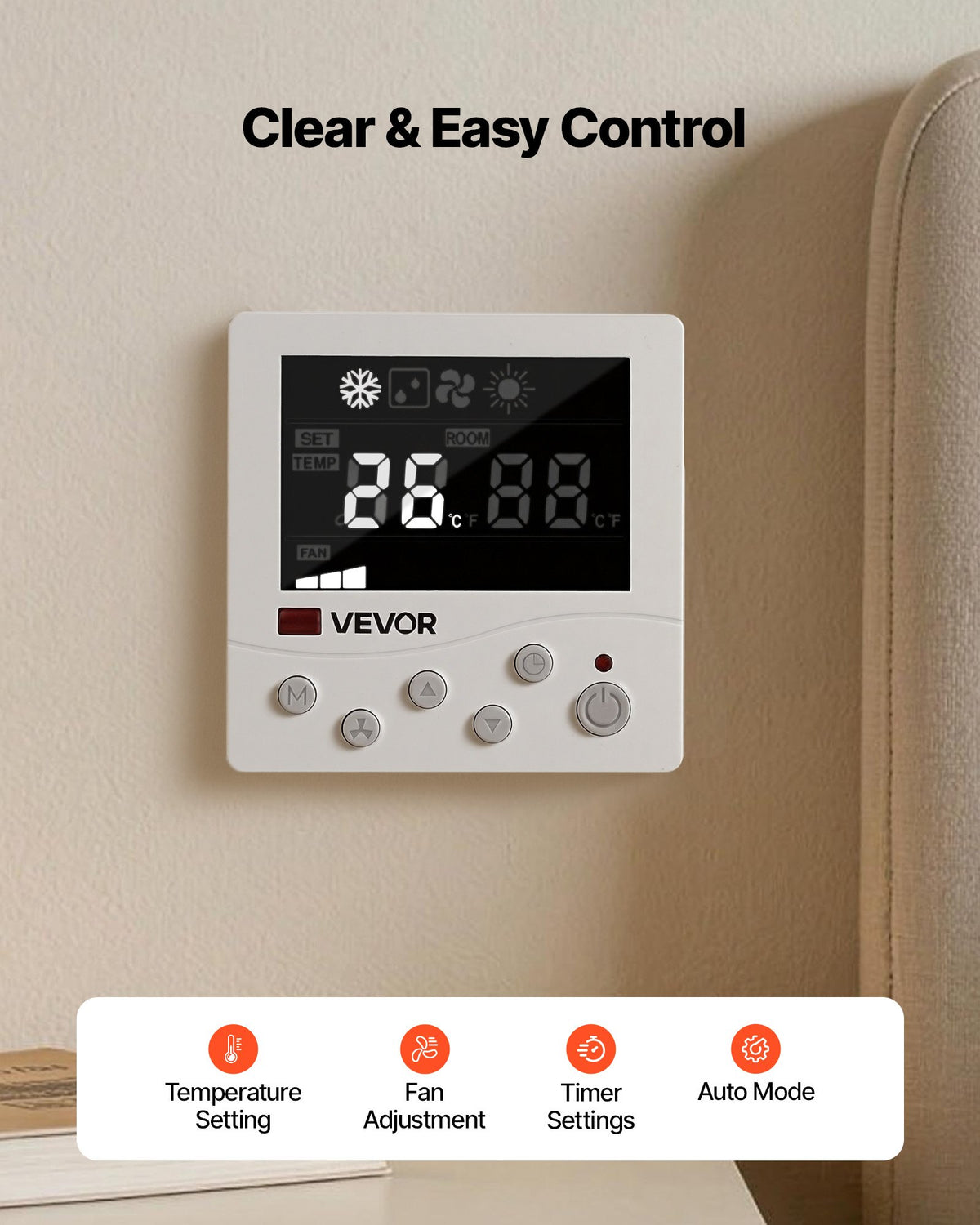 VEVOR RV Air Conditioner, 15000 BTU RV AC Unit, 120V Non-Ducted Rooftop Air Conditioner with Cooling and Heating, Four-Way Airflow, PTC Heating Module, Easy Install Quiet AC with Control Panel, White - FCKDTZFBXFGDO79CH001V6 - view 5