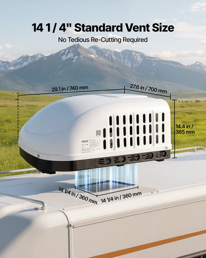 VEVOR RV Air Conditioner, 15000 BTU RV AC Unit, 120V Non-Ducted Rooftop Air Conditioner with Cooling and Heating, Four-Way Airflow, PTC Heating Module, Easy Install Quiet AC with Control Panel, White - FCKDTZFBXFGDO79CH001V6 - view 6