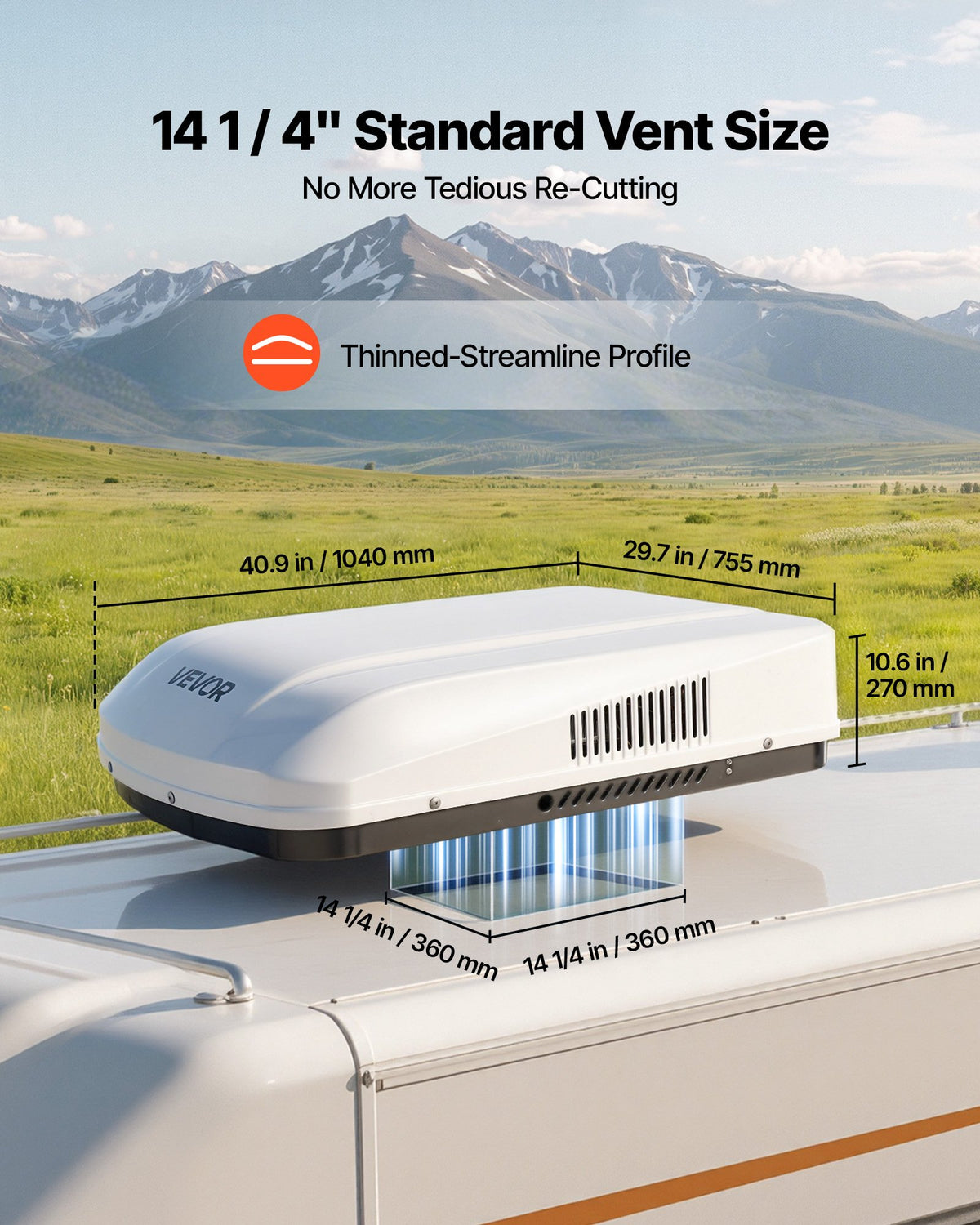 VEVOR RV Air Conditioner, 13500 BTU RV AC Unit, 120V Ducted Rooftop Air Conditioner with Variable Speed Compressor, Easy Install Quiet Cooling AC Unit with ADB Button Control and Remote Control, White - FCKDTZFBXGDSRDAI7001V6 - view 6